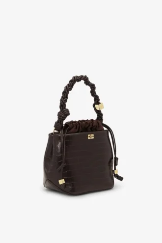 Brown Croco Bou Bucket Bag