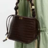 Brown Croco Bou Bucket Bag