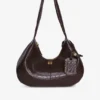 Brown Croco Medium Hobo Bag