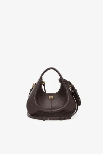 Brown Croco Mini Hobo Bag