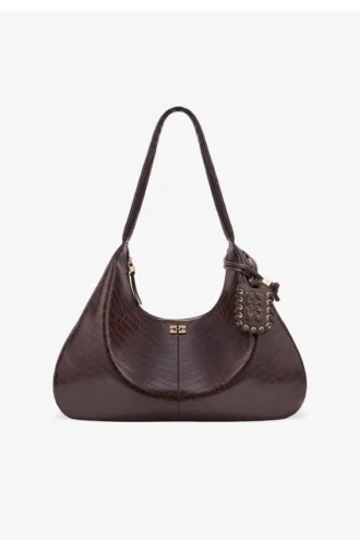 Brown Croco XXL Hobo Bag