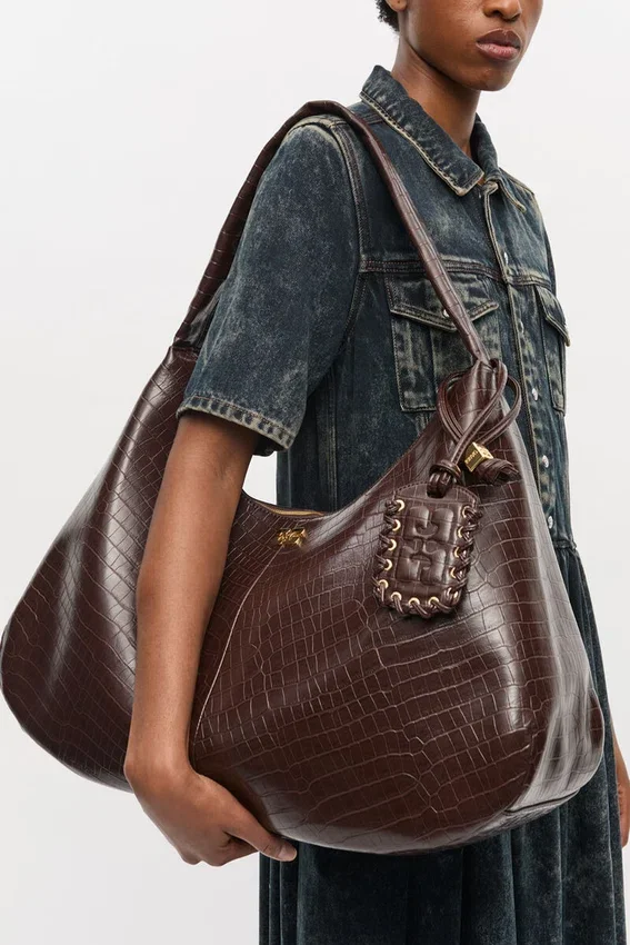 Brown Croco XXL Hobo Bag Brown Croco XXL Hobo Bag