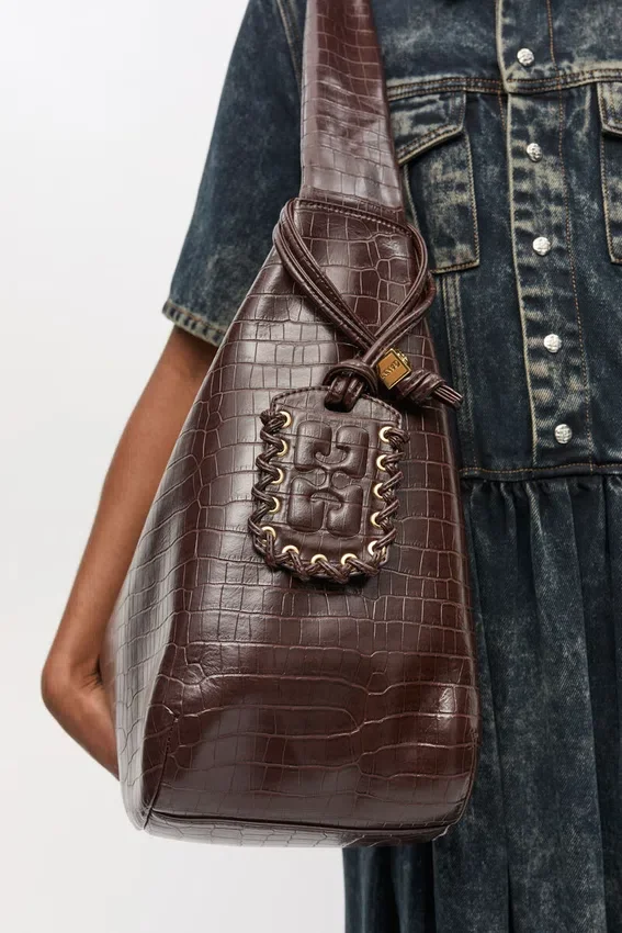 Brown Croco XXL Hobo Bag Brown Croco XXL Hobo Bag