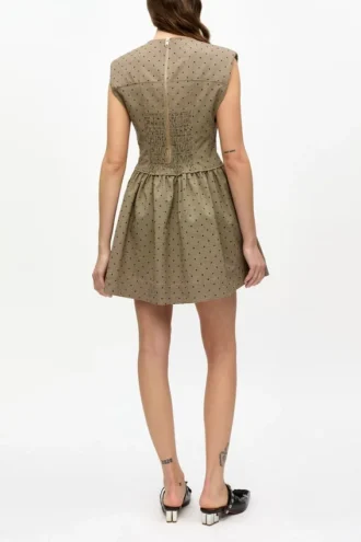 Brown Flock Suiting Corset Mini Dress