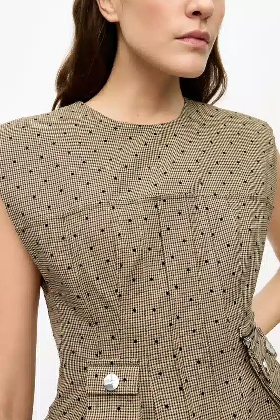 Brown Flock Suiting Corset Mini Dress Brown Flock Suiting Corset Mini Dress