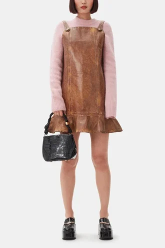 Brown Foil Denim Mini Dress