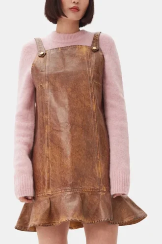 Brown Foil Denim Mini Dress