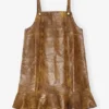 Brown Foil Denim Mini Dress