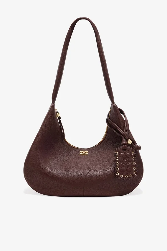 Brown Grained Medium Hobo Bag Brown Grained Medium Hobo Bag