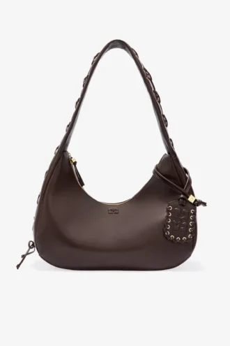 Brown Medium Laces Hobo Bag
