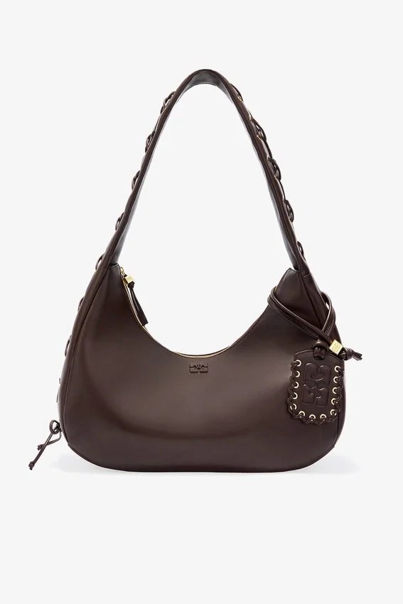 Brown Medium Laces Hobo Bag Brown Medium Laces Hobo Bag
