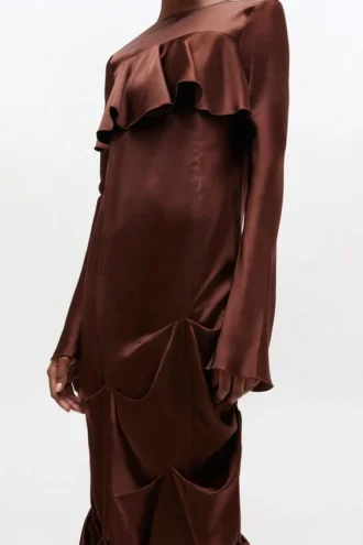 Brown Ruffle Dress