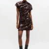 Brown Sequins Mini Dress