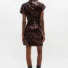 Brown Sequins Mini Dress