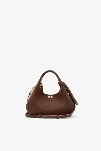Brown Suede Mini Hobo Bag
