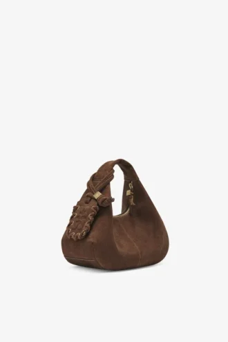 Brown Suede Mini Hobo Bag