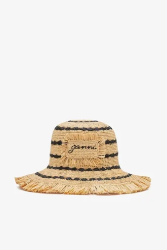 Bucket Hat in Striped Raffia