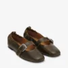 Buckle Strap Ballerinas in Dark-Olive Buckle Strap Ballerinas in Dark-Olive