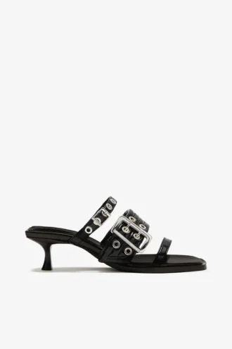 Buckle Strap Mule in Black