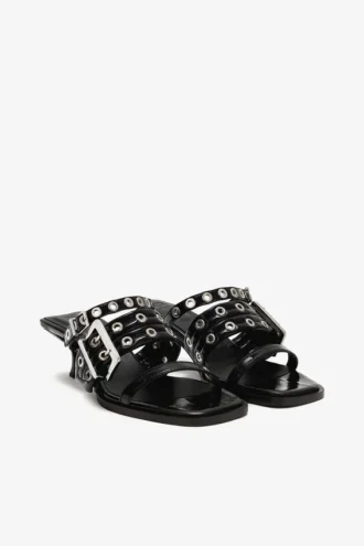 Buckle Strap Mule in Black