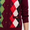 Burgundy Check Cardigan