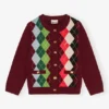 Burgundy Check Cardigan