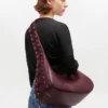 Burgundy Medium Laces Hobo Bag