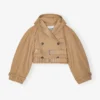Camel Bonded Cotton Short Trench Jacket