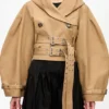 Camel Bonded Cotton Short Trench Jacket