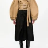 Camel Bonded Cotton Short Trench Jacket