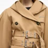 Camel Bonded Cotton Short Trench Jacket
