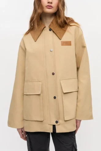 Camel Twill Midi Jacket