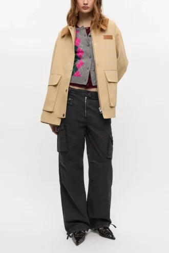 Camel Twill Midi Jacket