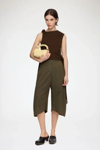 Capri Pants in Brown Wool Melange