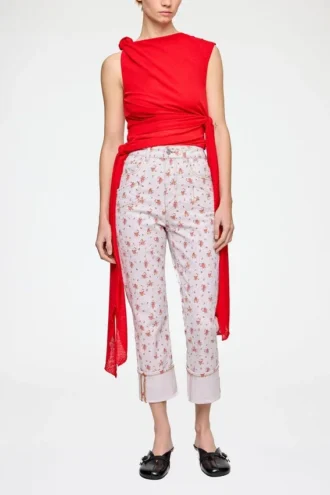 Capri Slim Jeans in Printed Denim