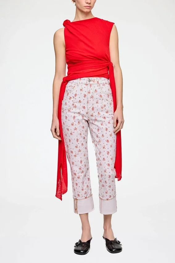 Capri Slim Jeans in Printed Denim Capri Slim Jeans in Printed Denim