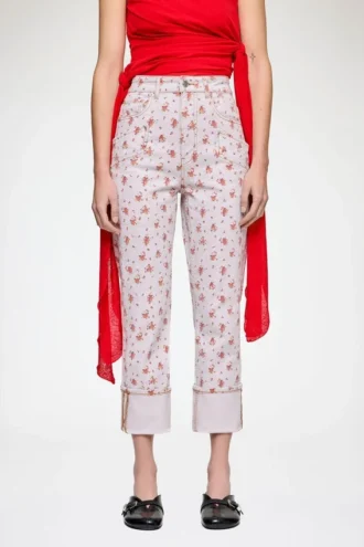 Capri Slim Jeans in Printed Denim