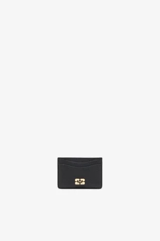 Card Holder in Grained Black with Gold
