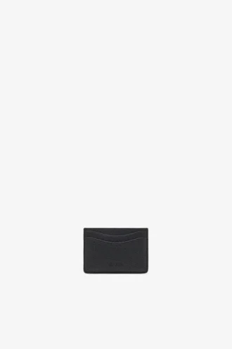 Card Holder in Grained Black with Gold