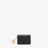 Card Holder With Flap in Grained Black with Gold