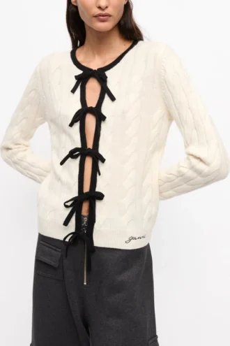 Cardigan in White Cashmere Mix