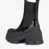 Cleated Heeled Mid Chelsea Boots in Black Naplack