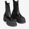 Cleated Heeled Mid Chelsea Boots in Black Naplack