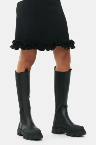 Cleated High Chelsea Boots in Black