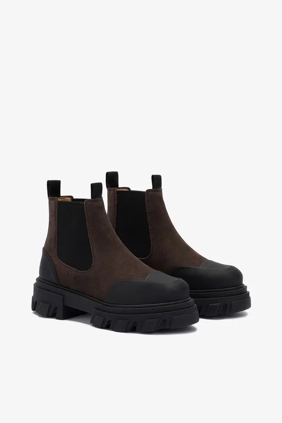 Cleated Low Chelsea Boots in Brown Cleated Low Chelsea Boots in Brown