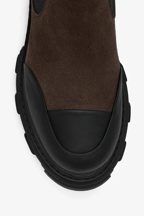 Cleated Low Chelsea Boots in Brown Cleated Low Chelsea Boots in Brown