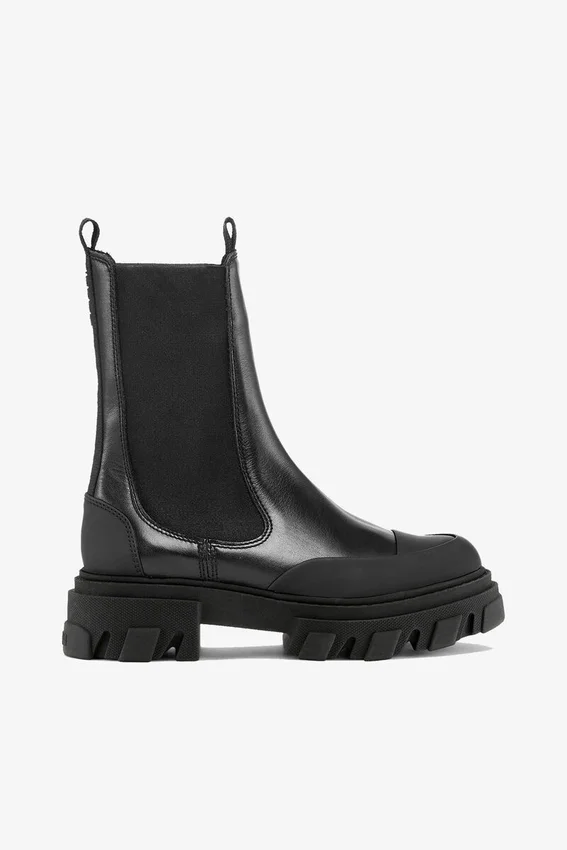 Cleated Mid Chelsea Boots in Black Cleated Mid Chelsea Boots in Black