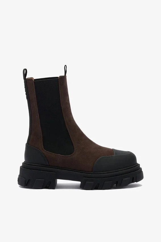 Cleated Mid Chelsea Boots in Brown Cleated Mid Chelsea Boots in Brown
