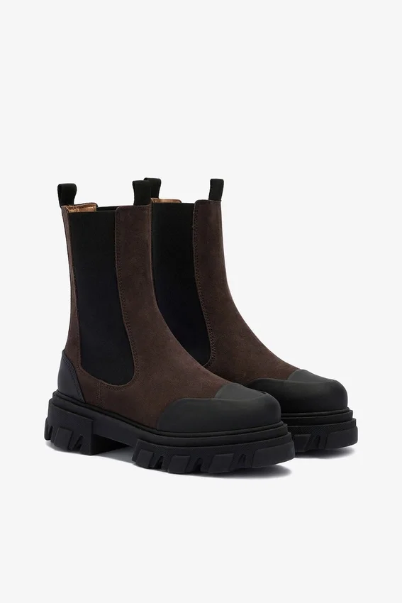 Cleated Mid Chelsea Boots in Brown Cleated Mid Chelsea Boots in Brown