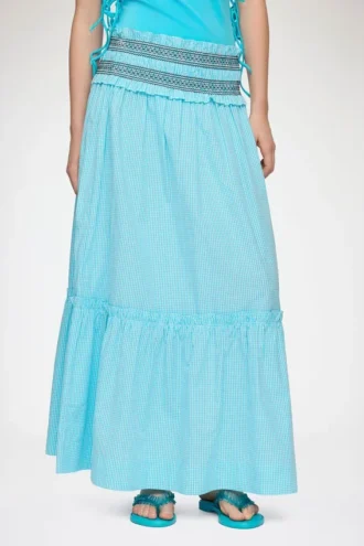 Convertible Skirt in Blue Check